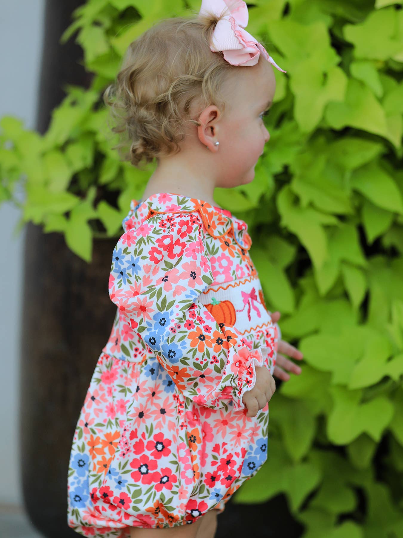 Pumpkin Smock Floral Romper