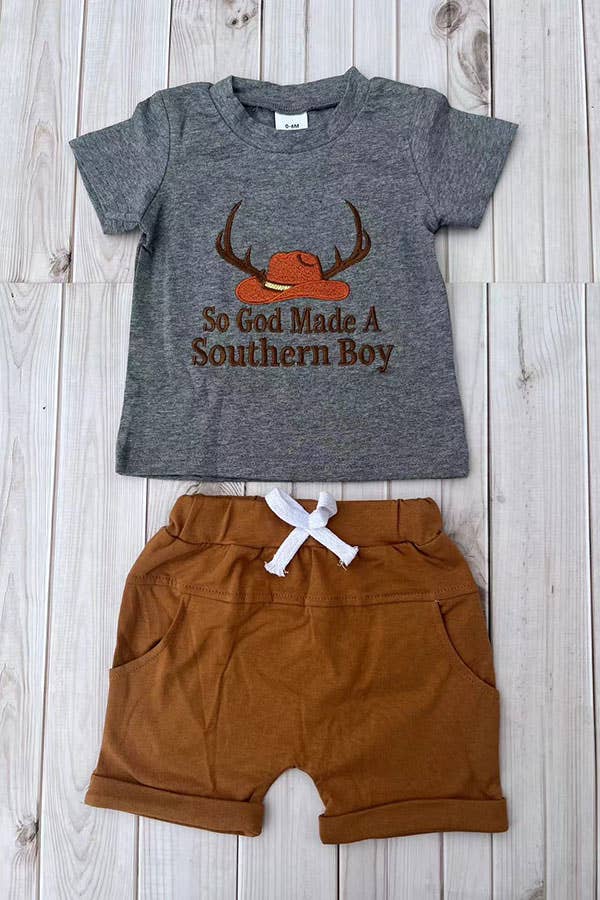 Southern boy boy's shorts set