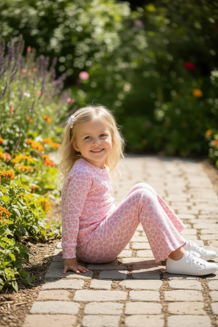 Pink Leopard printed girls 2 piece set. OFG61040 SOL