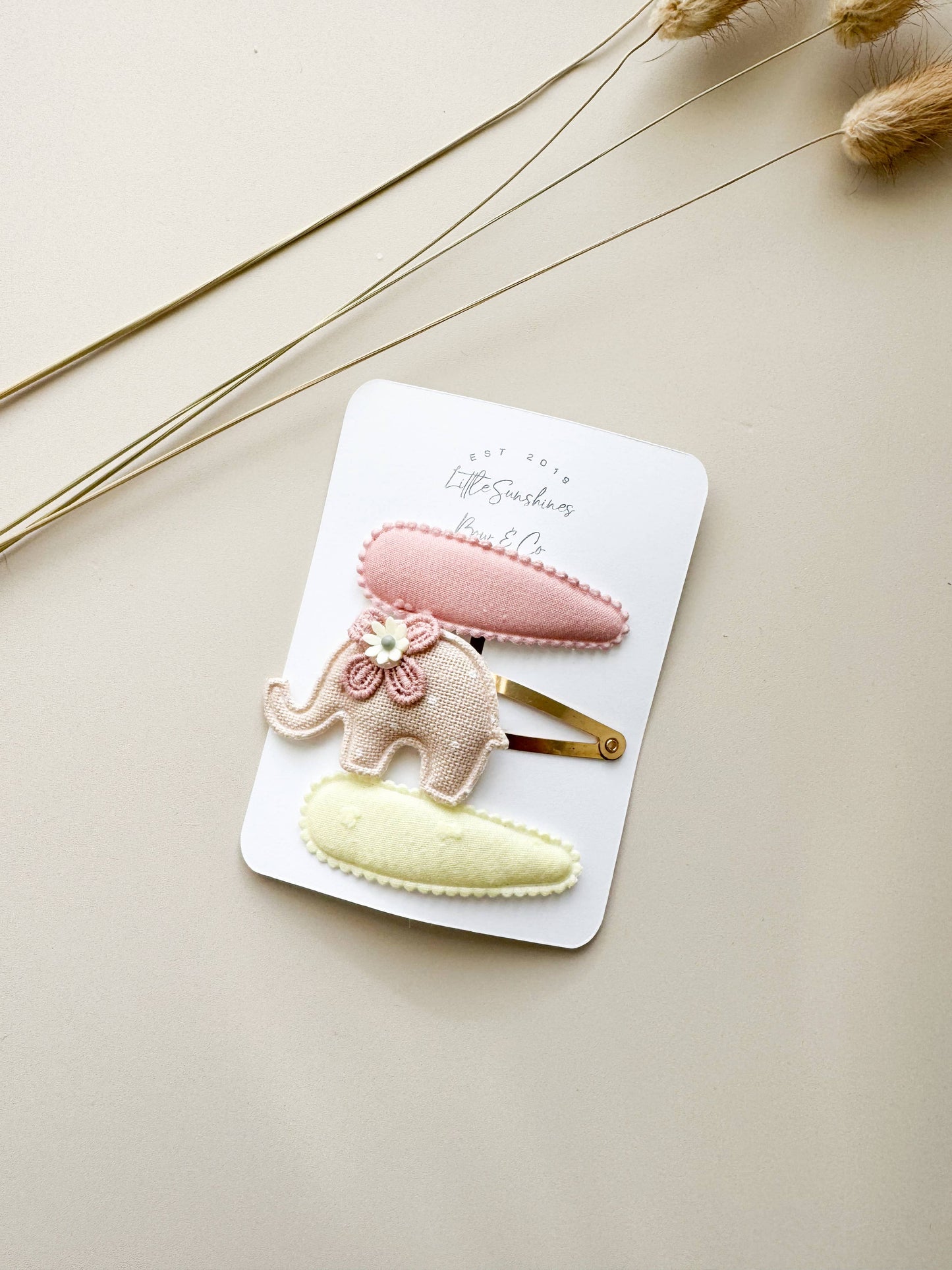 Pastel Elephant & Snap Hair Clip- Set of 3