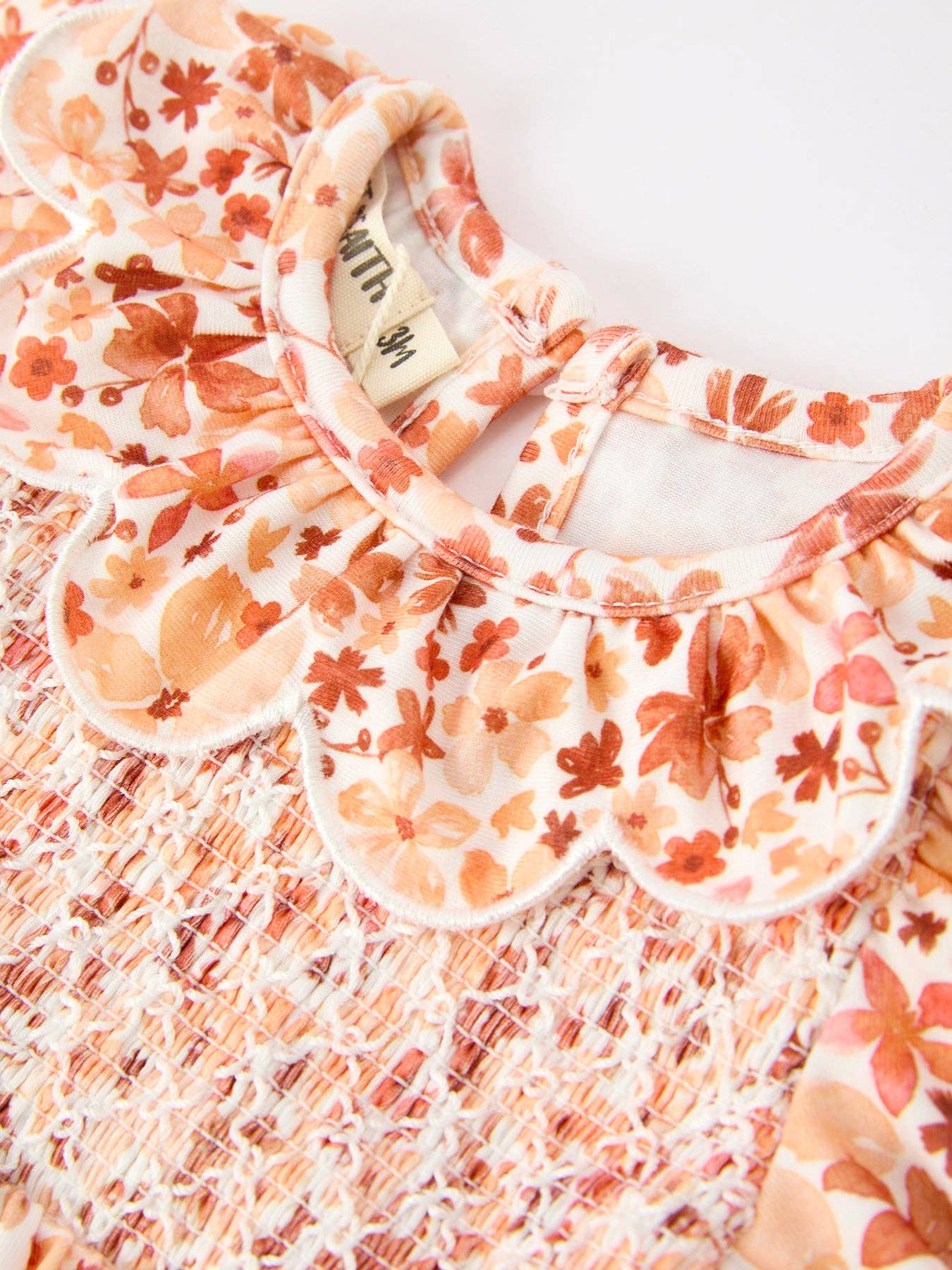 Fall Rust Floral  Romper w/ Petal Collar