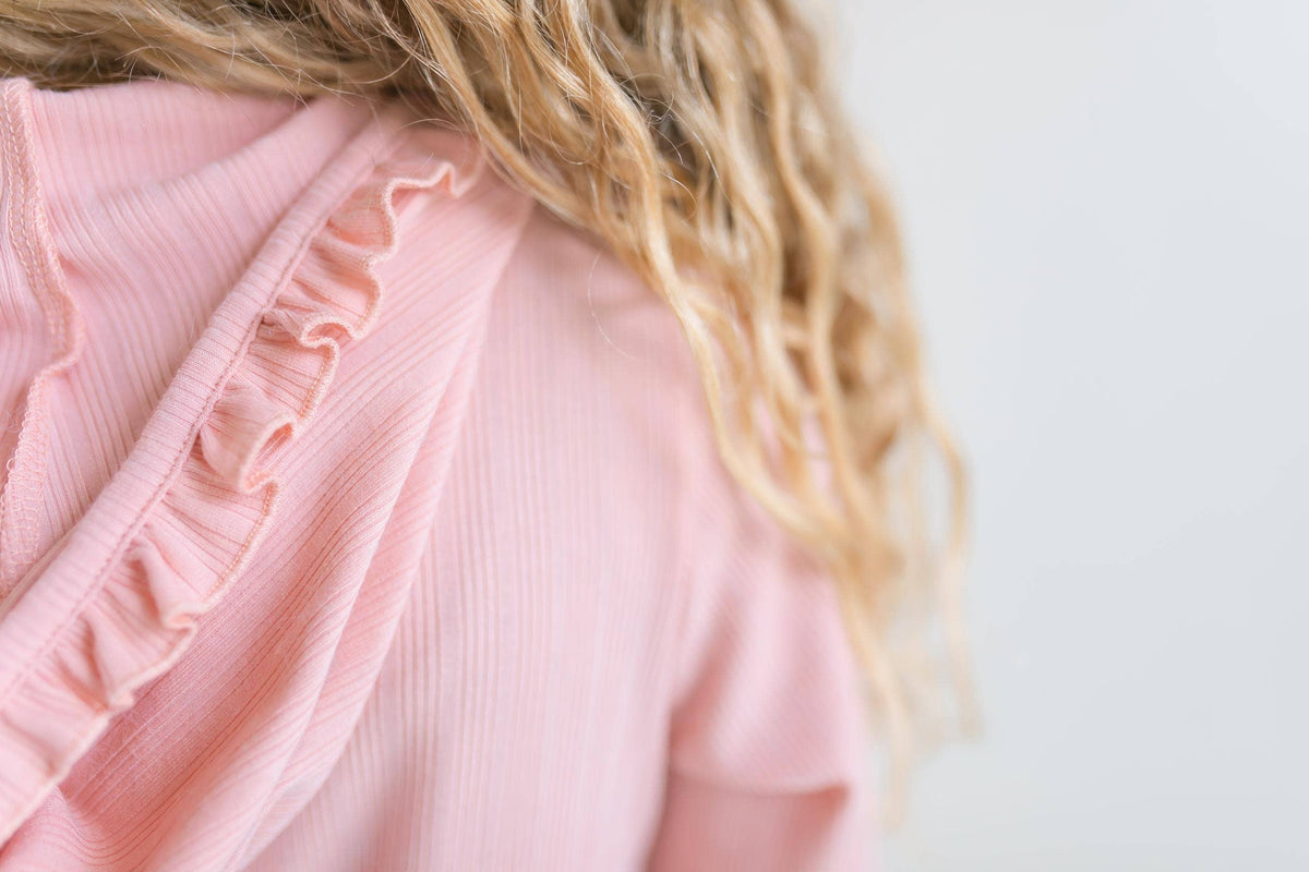 Girls Pink Ruffle Hoodie Legging Set