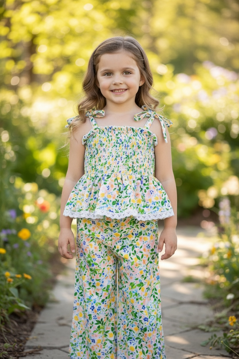 Ditsy floral smock top & relax fit pants.