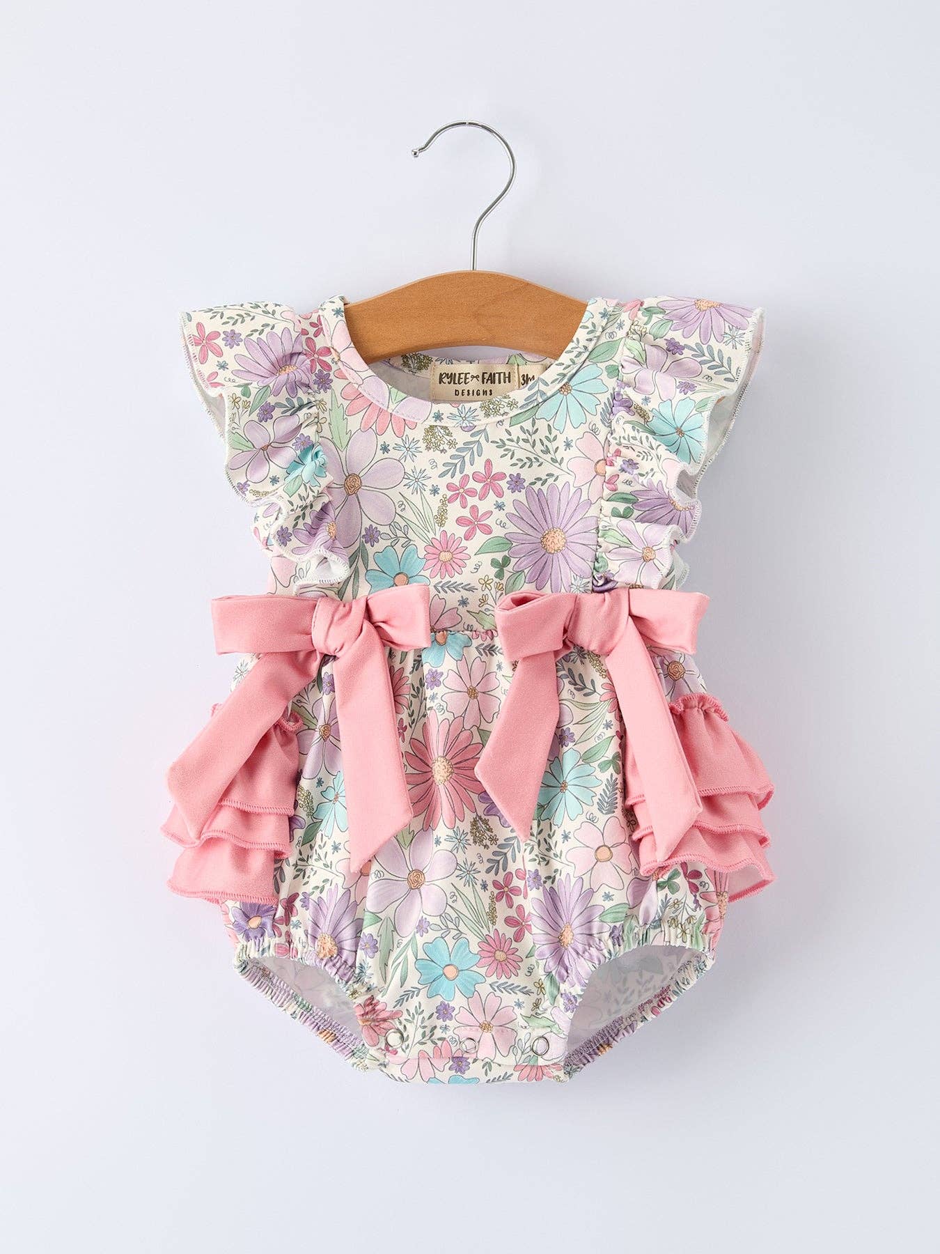 Pink Floral Sleeveless Baby Romper
