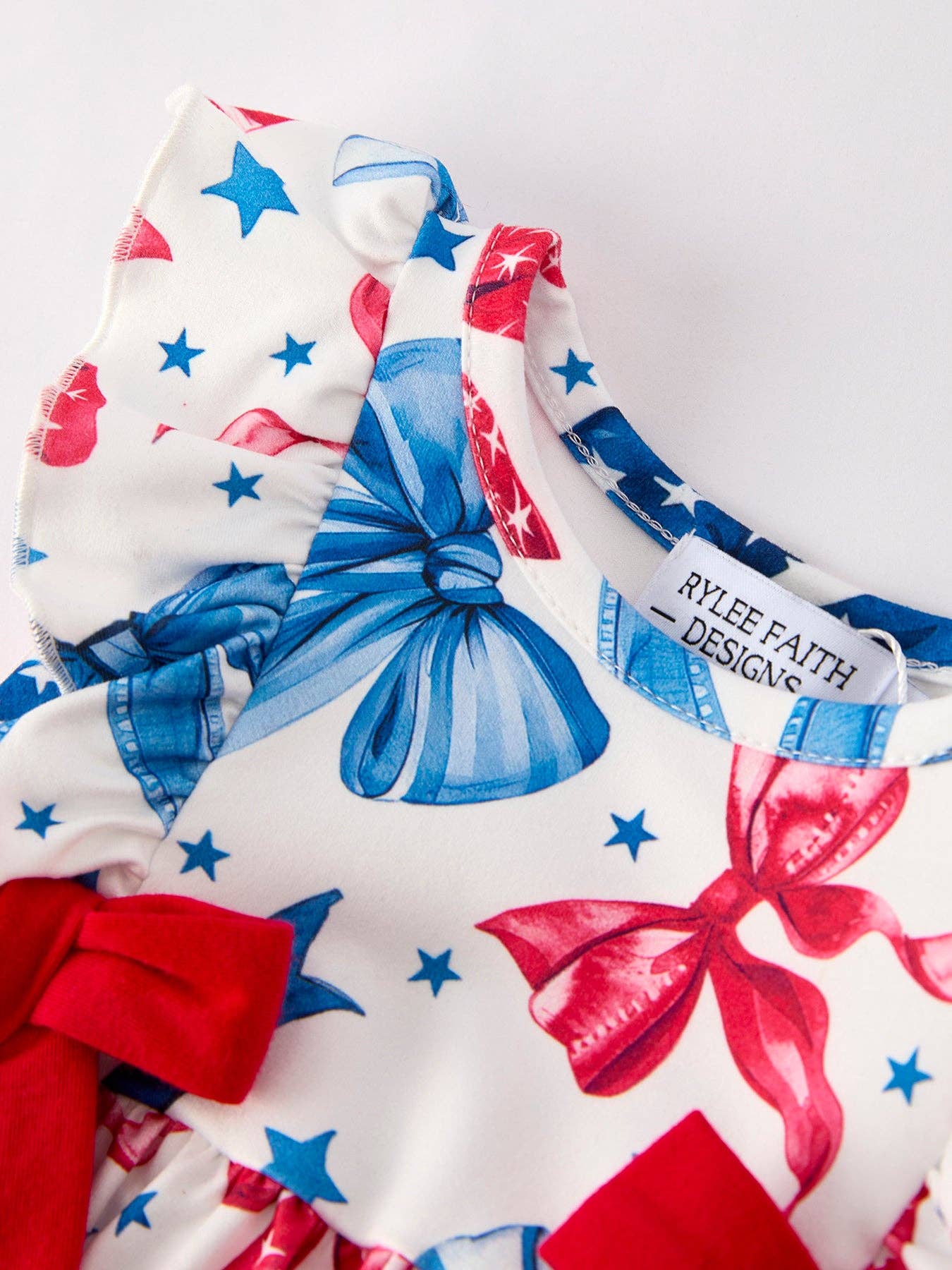 4th of july Bow Print Romper