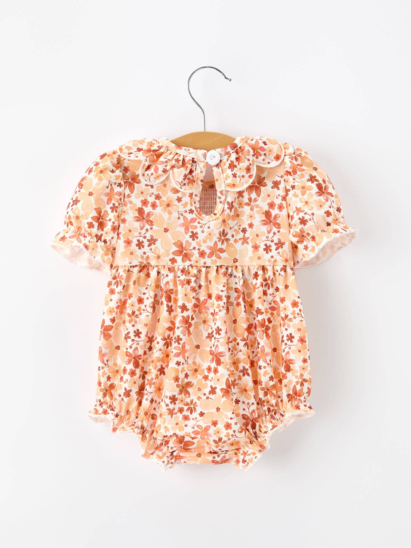 Fall Rust Floral  Romper w/ Petal Collar