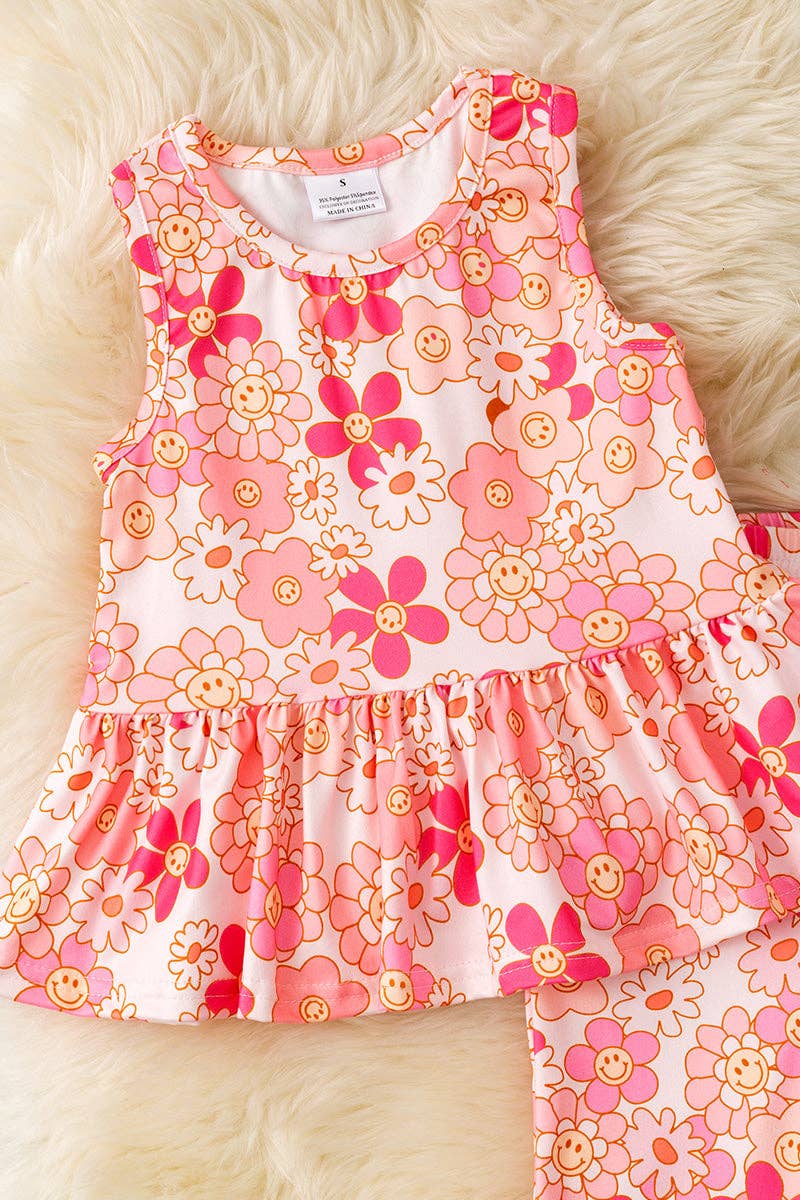 Cute floral tunic with ruffle hem & pants.