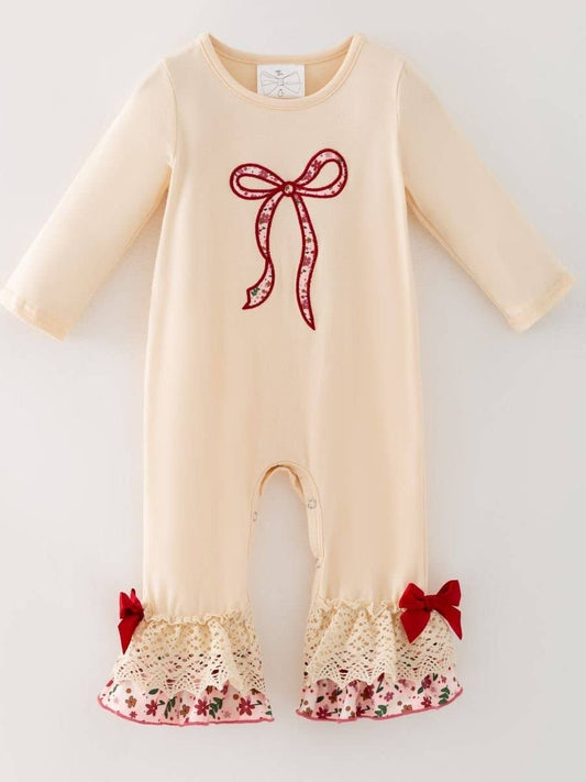 Rustic Bow Blossom  Romper