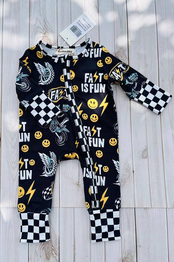 Cycle & checkered romper