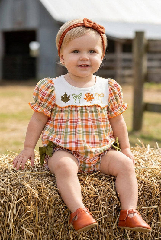 Cute autumn embroidered romper.