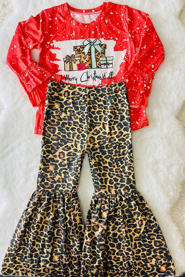 Merry Christmas y'all leopard set