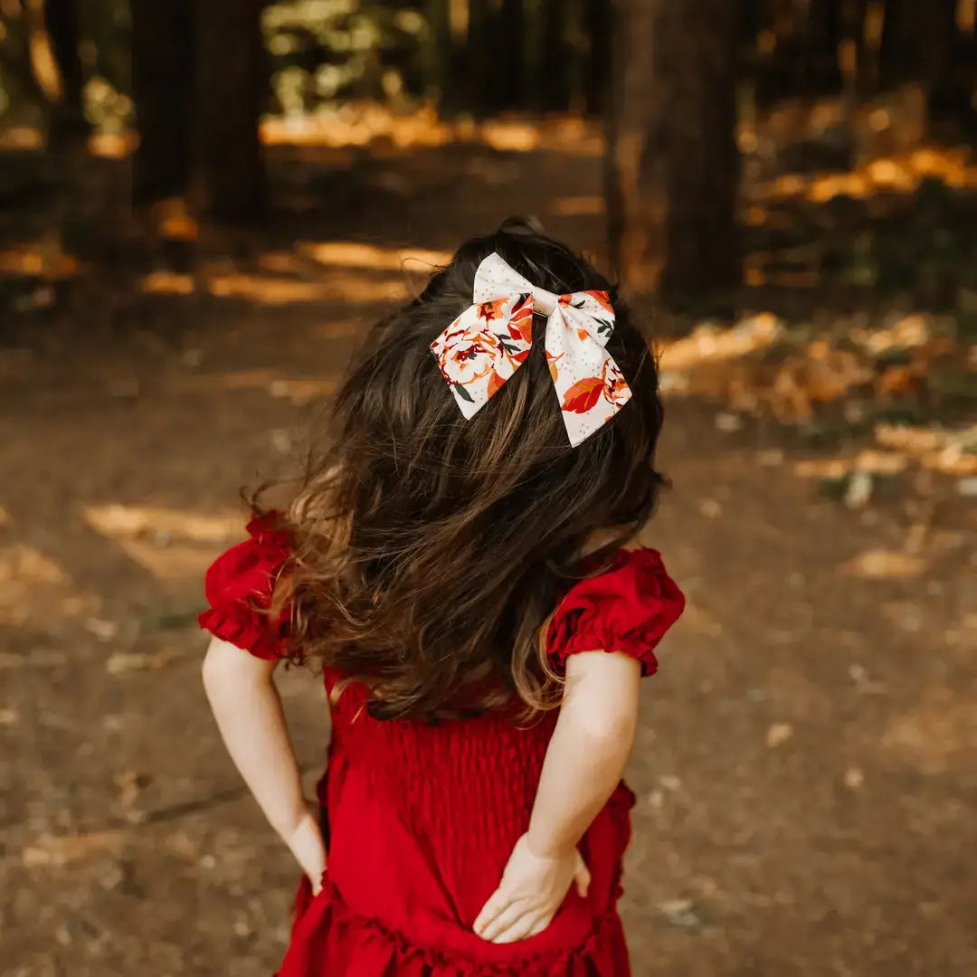 White & Pink Flowers Sailor Hair Bow