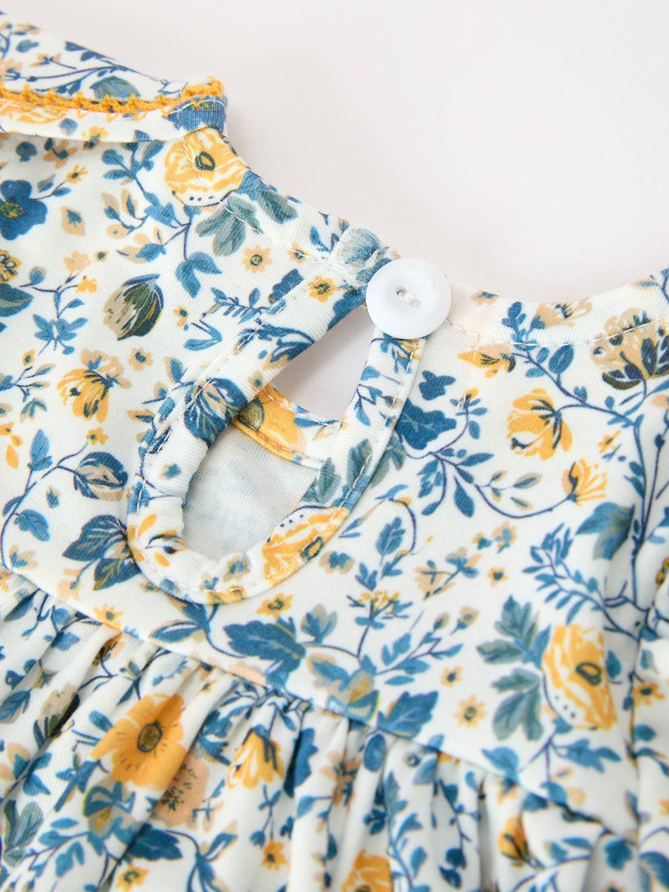 Floral Yellow Puff Sleeve Bloomers Set