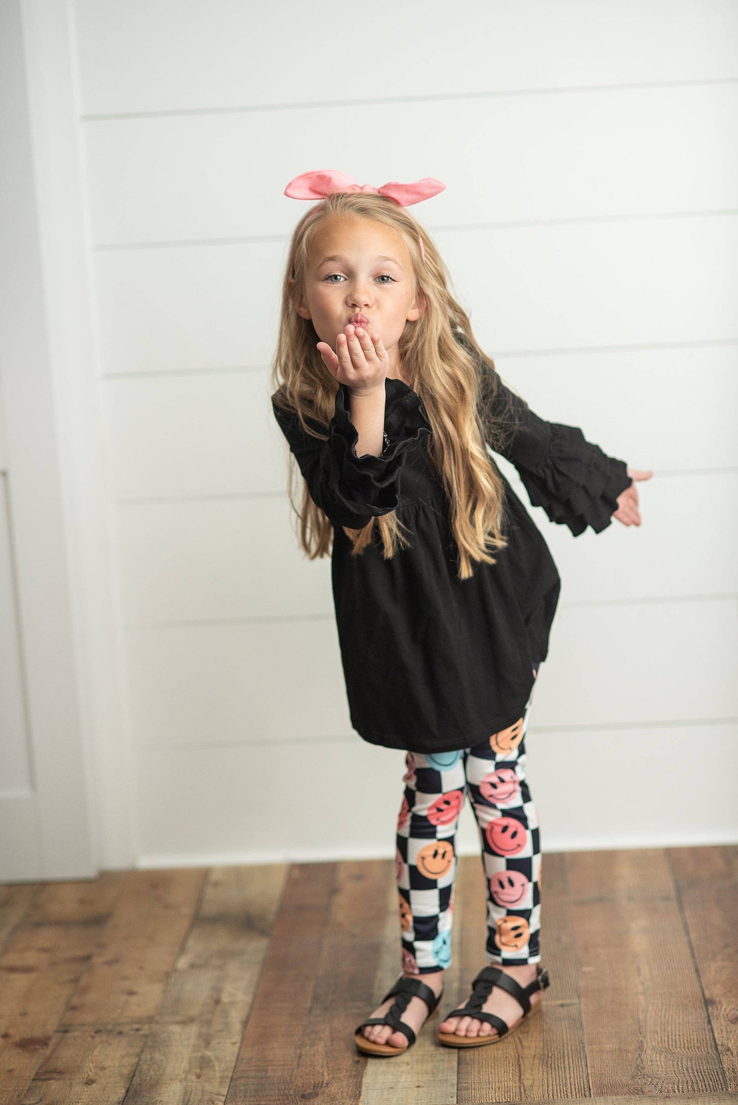 Black Smiley Face Leggings Set