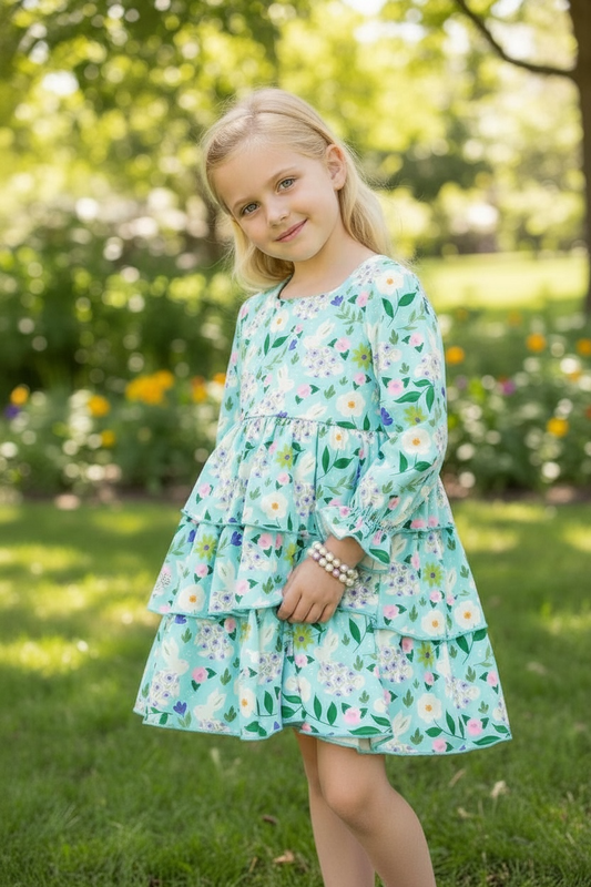 Easter bunny floral tiered dress.
