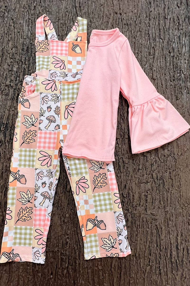 Fall patchwork romper w/pockets