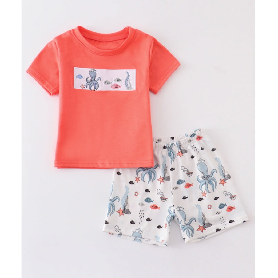 Marine Creature Embroidery Boy Set