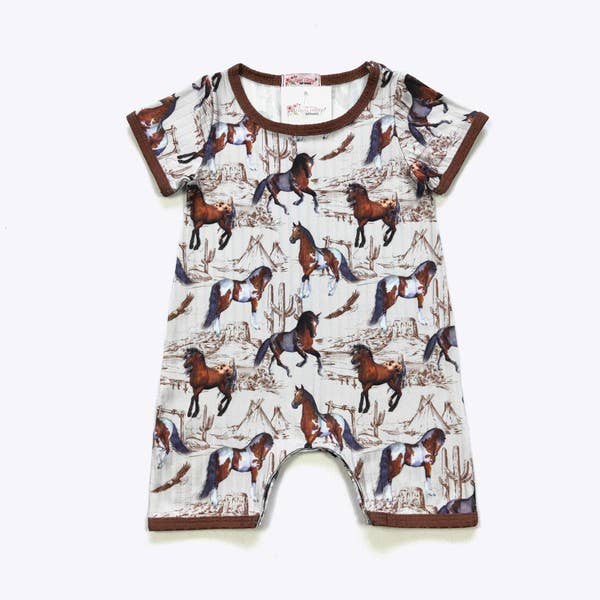 Mustang Boy Romper: 12/18mo