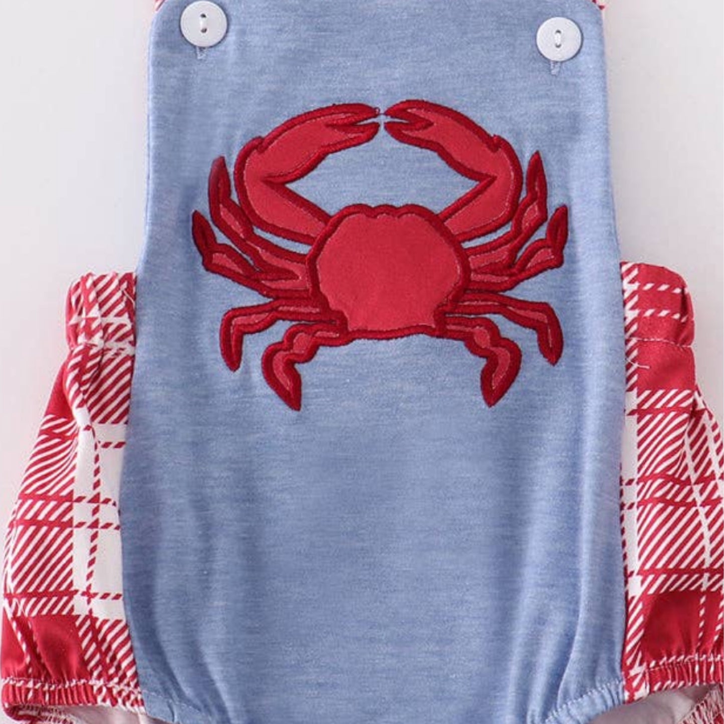 Blue Plaid Crab Boy Romper