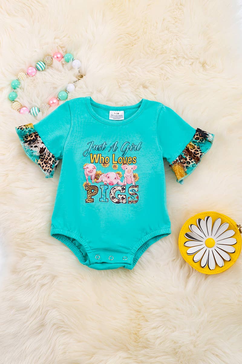 "JUST A GIRL WHO LOVES.." AQUA BABY ONESIE.