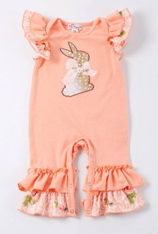 Paisley Peach Bunny Romper