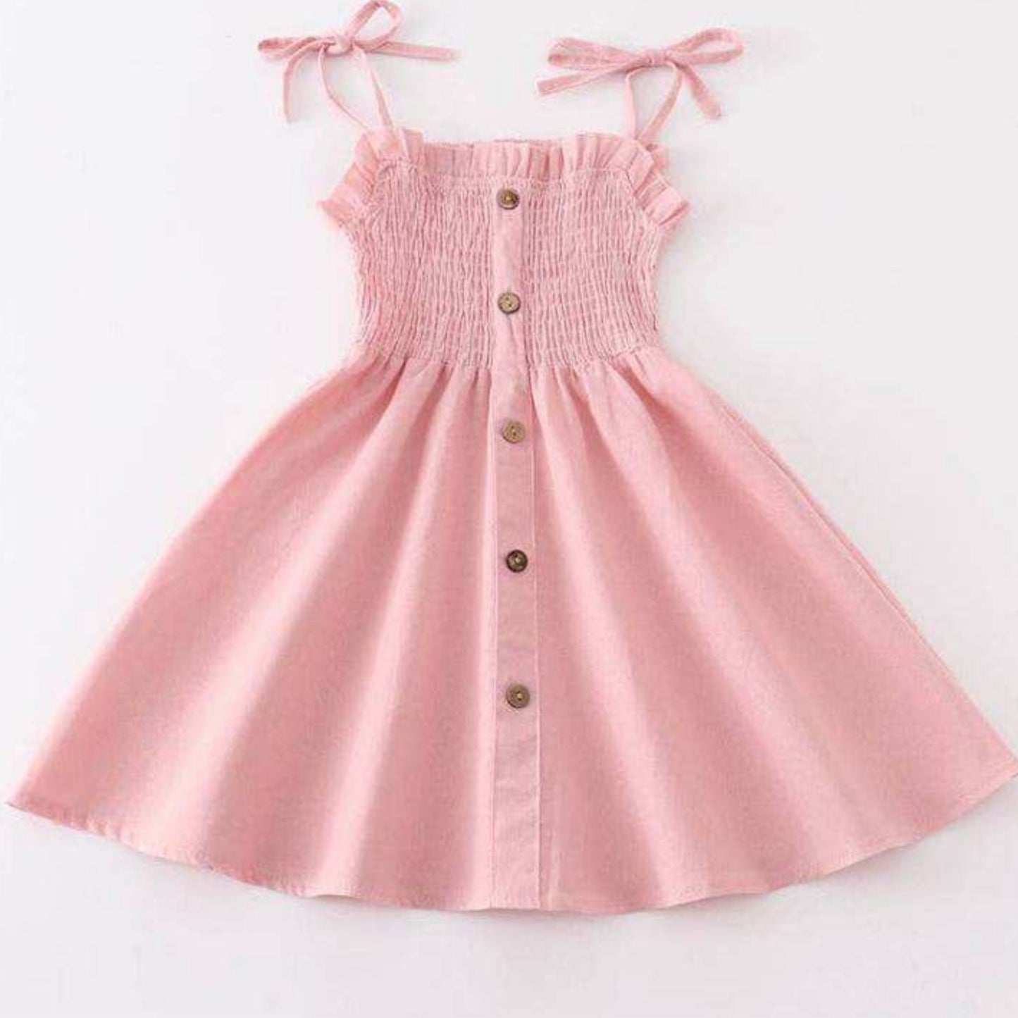 Pink Smocked Strap Dress