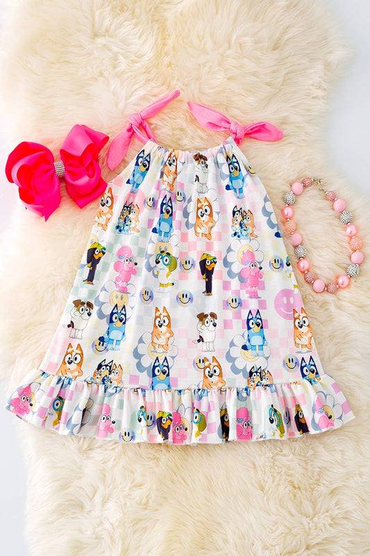 DOG PRINTED RELAX FIT DRESS WITH RUFFLE HEM. DRG41499 JEAN: 2XL