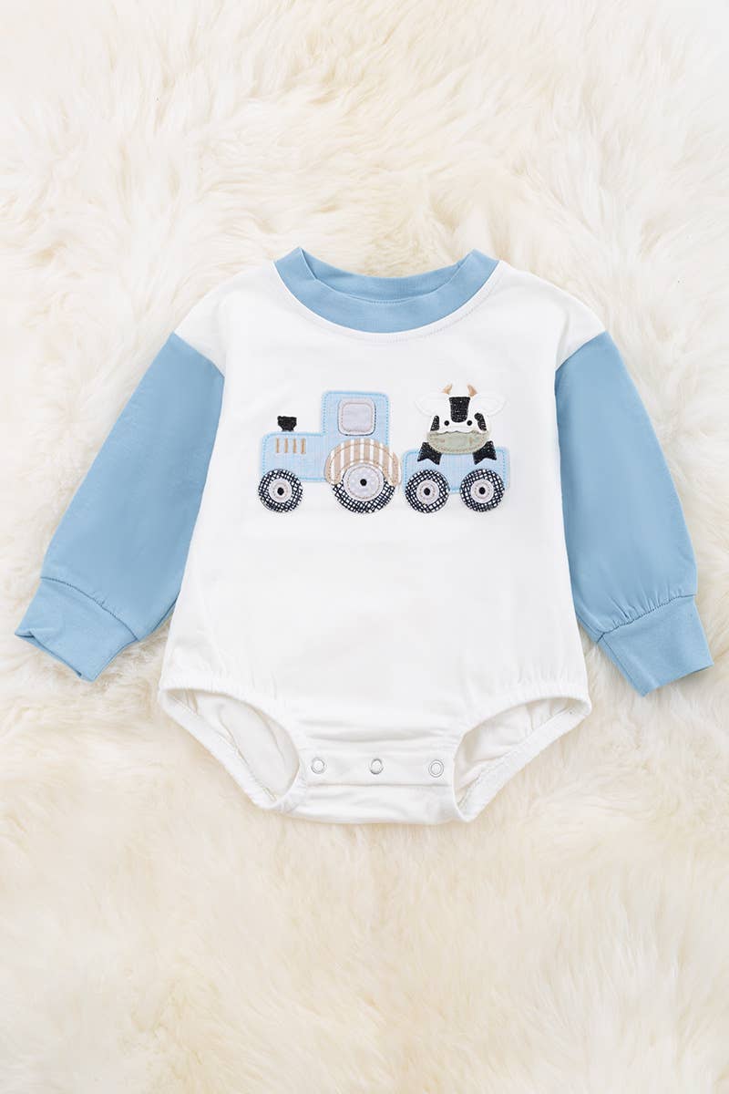 Cow Riding Tractor Romper