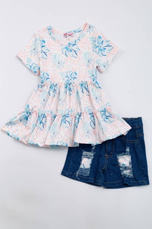 Blush Blue Blossoms Girls Set