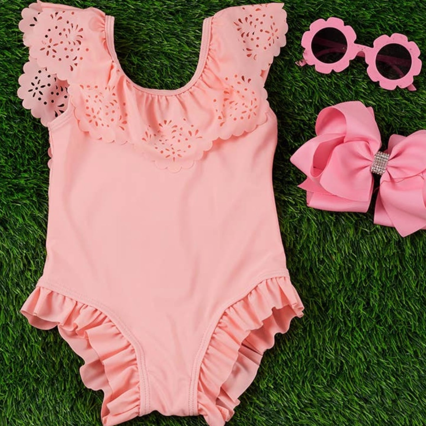 Coral Ruffle Swimsuit