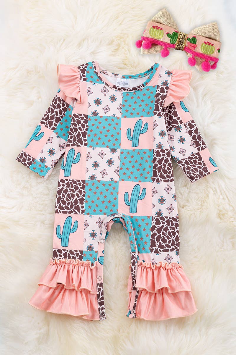 GIRAFFE, STAR & CACTUS PRINTED BABY ROMPER.RPG65153090-JEANN