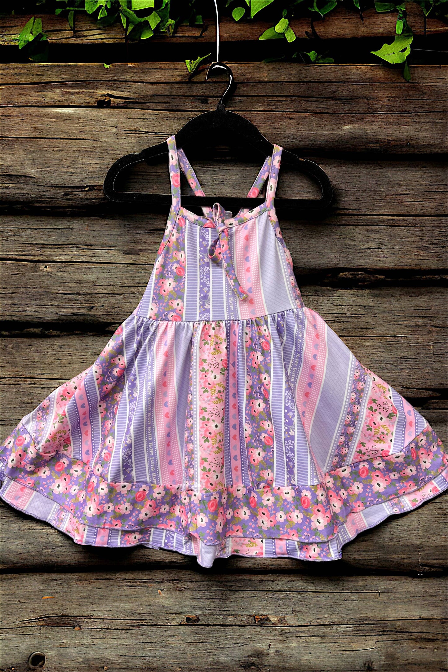 HAPPY EASTER/FLORAL HEART PRINTED DRESS. DRG251723085-WENDY: S