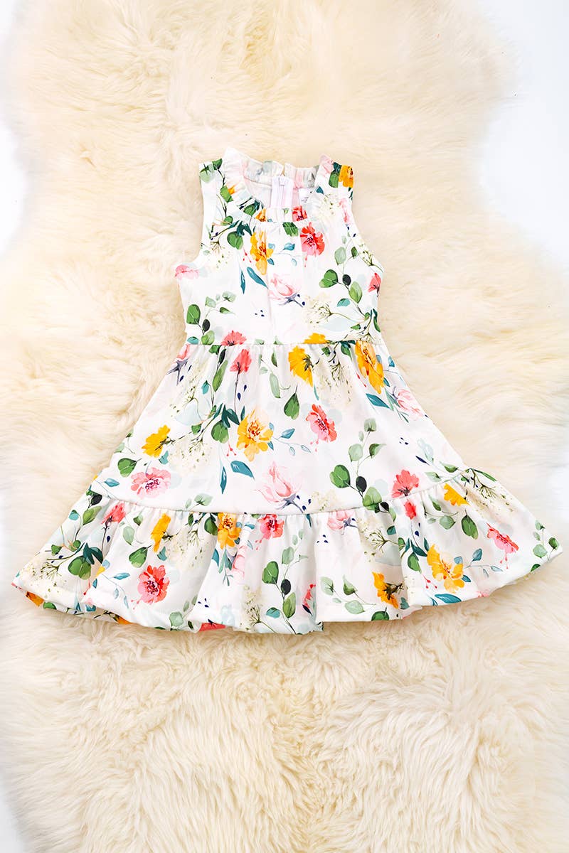 FLORAL PRINTED GIRLS DRESS WITH RUFFLE. DRG40102 SOL: 12-18m