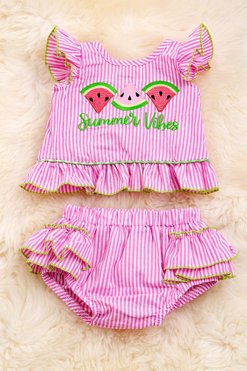 WATERMELON APPLIQUE BABY SET. OFG25144023 SOL: 0-3M