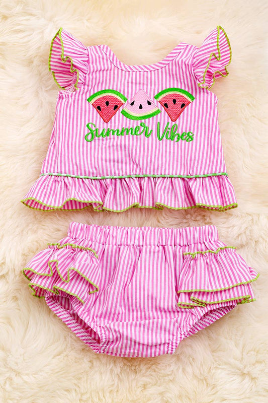 WATERMELON APPLIQUE BABY SET. OFG25144023 SOL: 0-3M