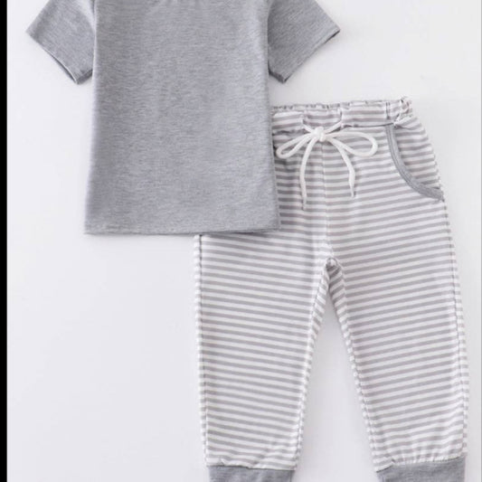 Gray Stripe Boy Set