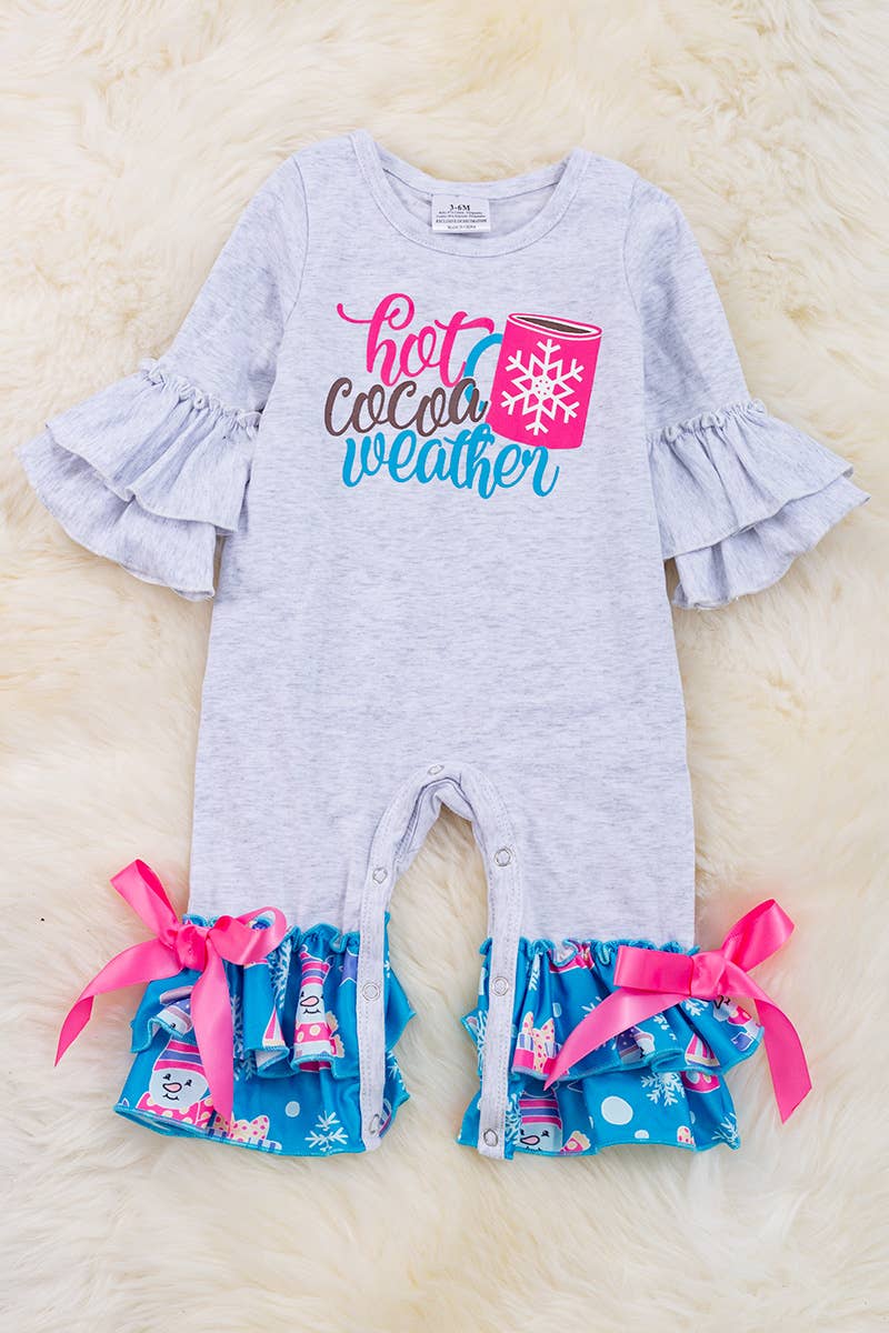 HOT COCOA WEATHER" GRAY PRINTED BABY ROMPER.RPG50133053 JEAN