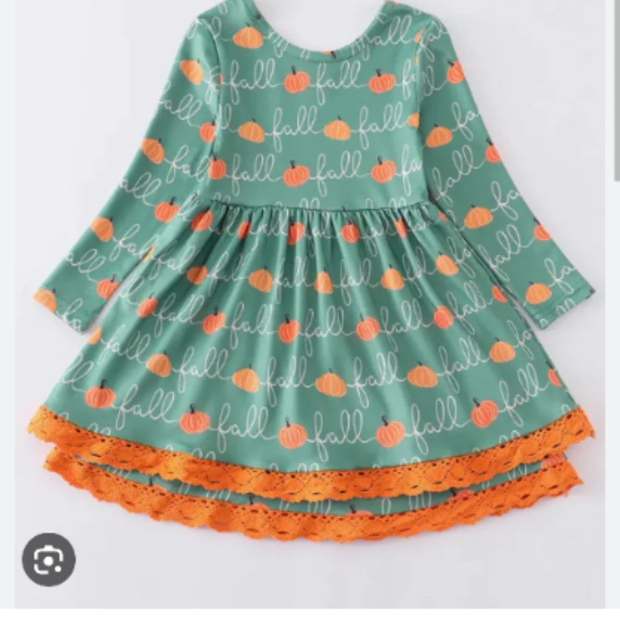 Green Pumpkin Ruffle Dress