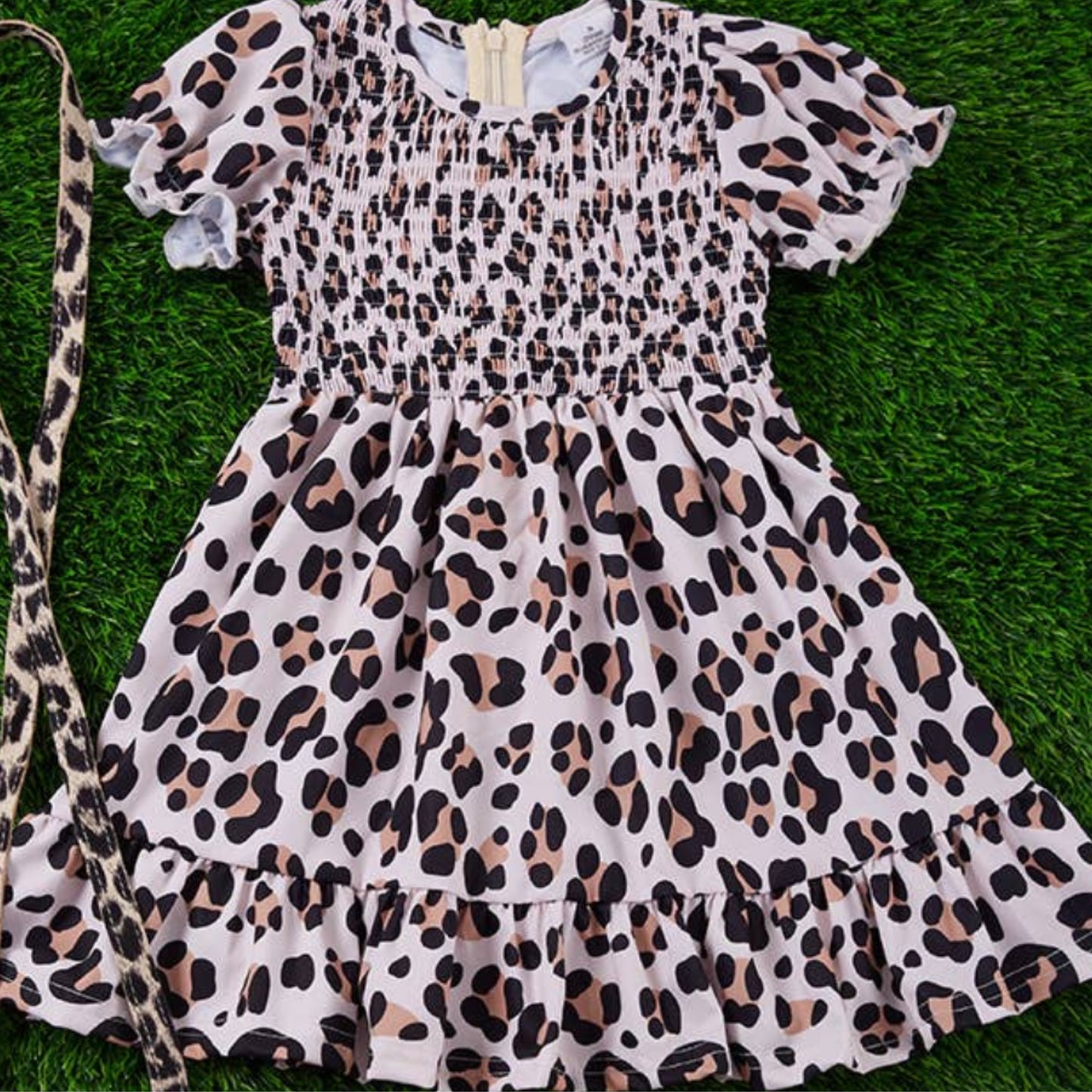 Cheetah Smocked Ruffle Dress