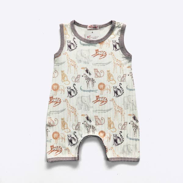 Safari Boy Romper: 0/6mo