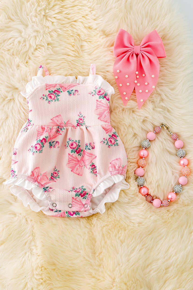 COQUETTE ROSIE PRINTED BUBBLE ROMPER. RPG40314 JEAN: 0-3M