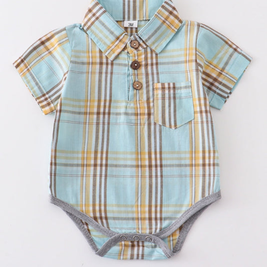 Mint Plaid Romper