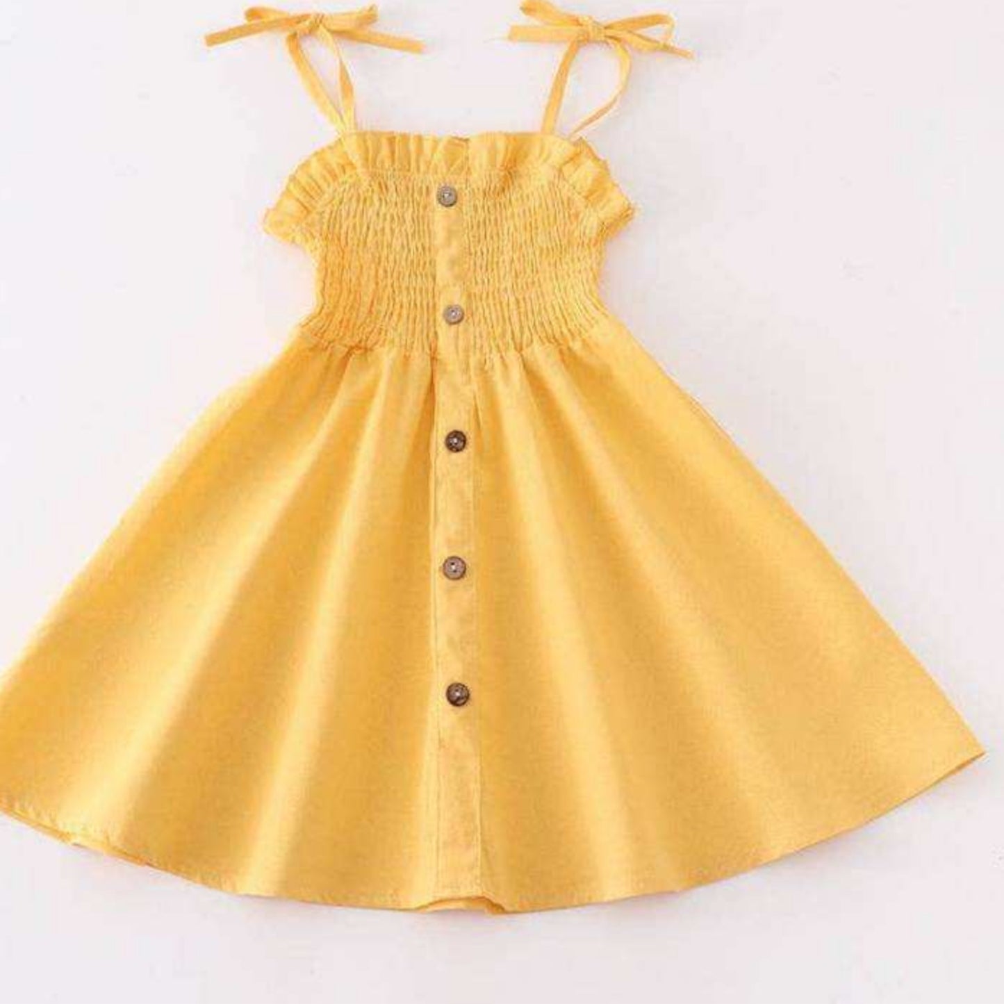 Mustard Smocked Strap Dress