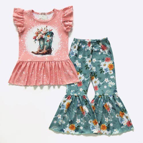 Teal Boots Girls Set