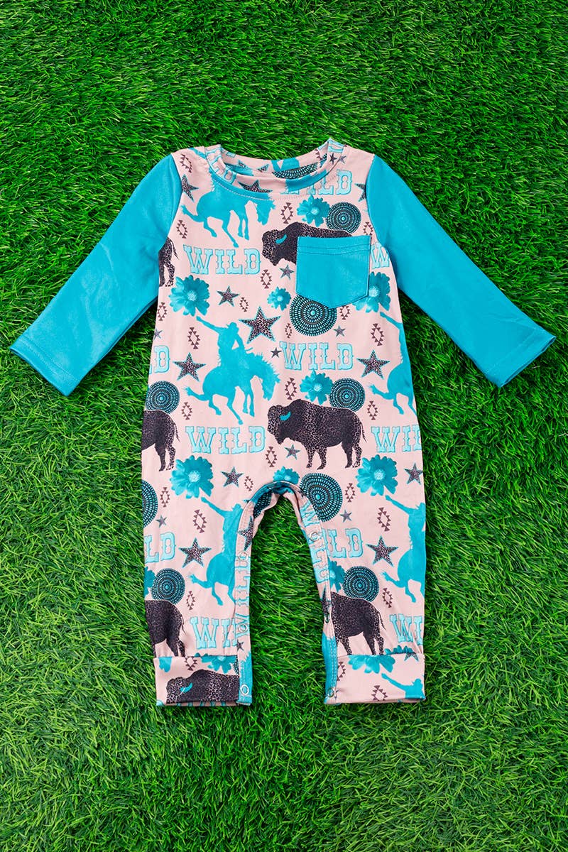 WILD BISON PRINTED INFANT ROMPER. RPB65153042-AMY