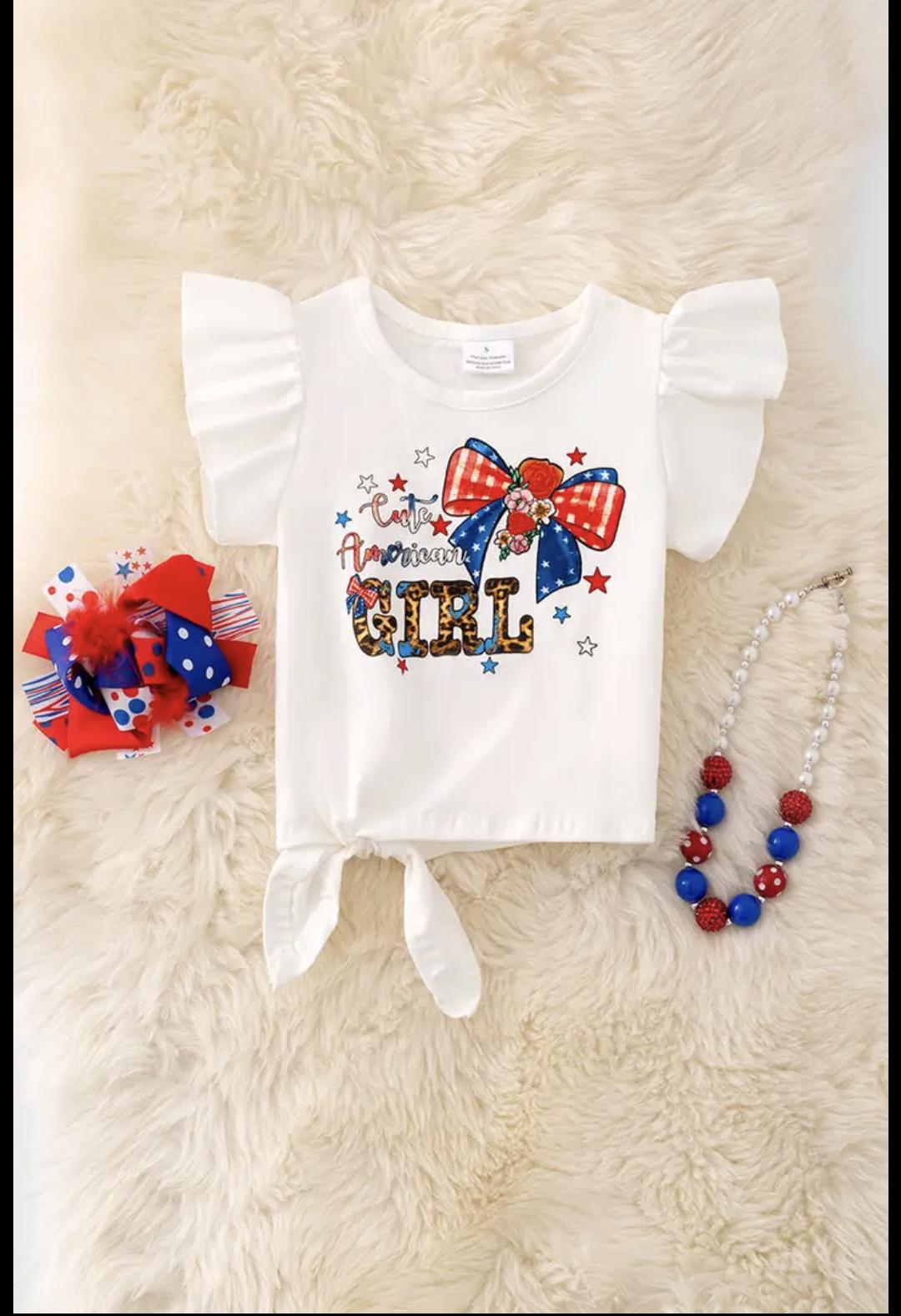 Cute American Girl with Angel Sleeves