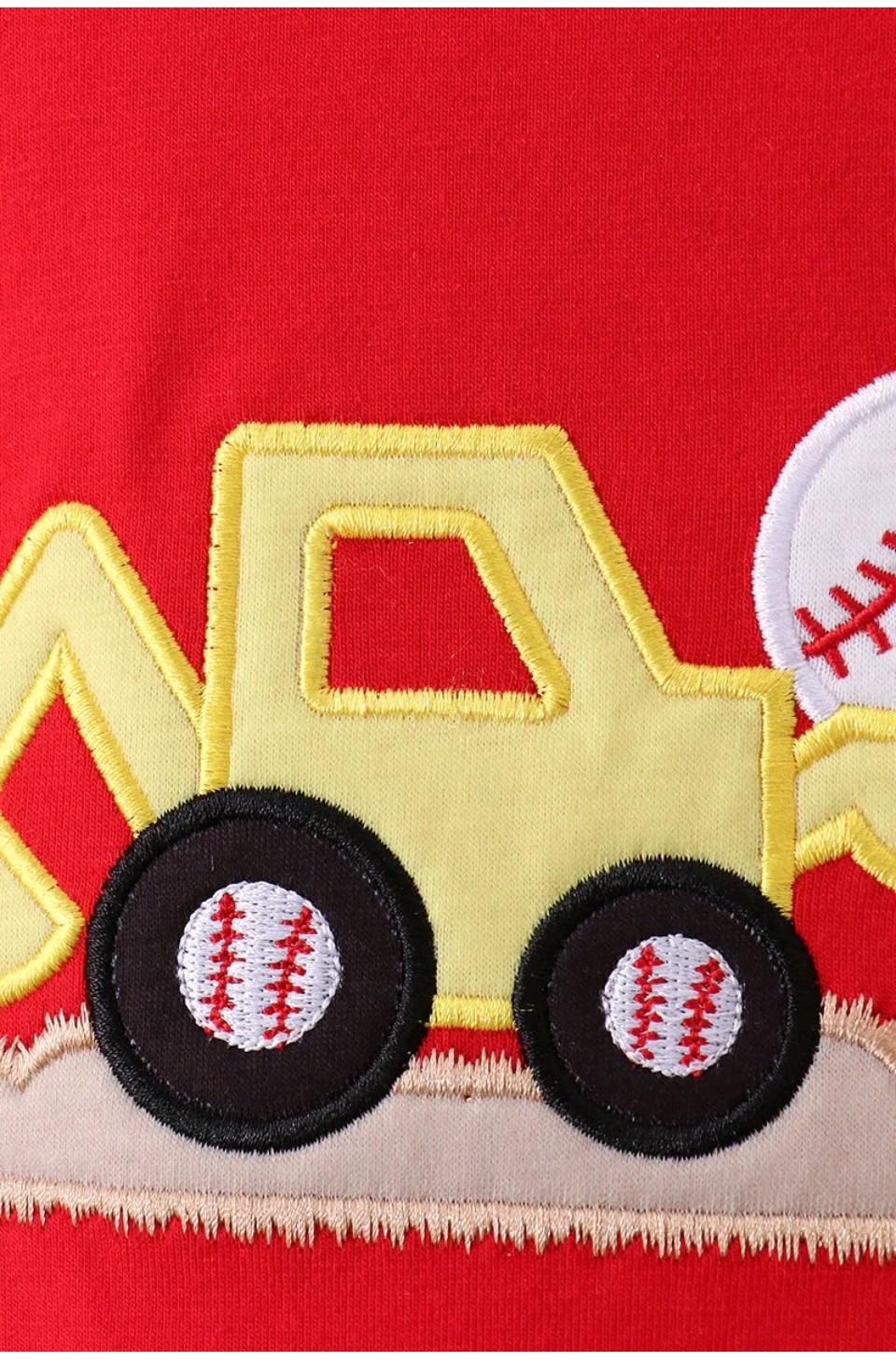Red Baseball Applique Bubble