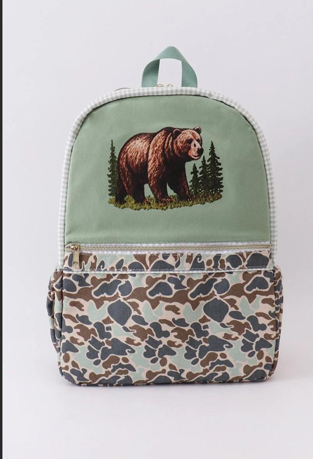 Camouflage bear print backpack