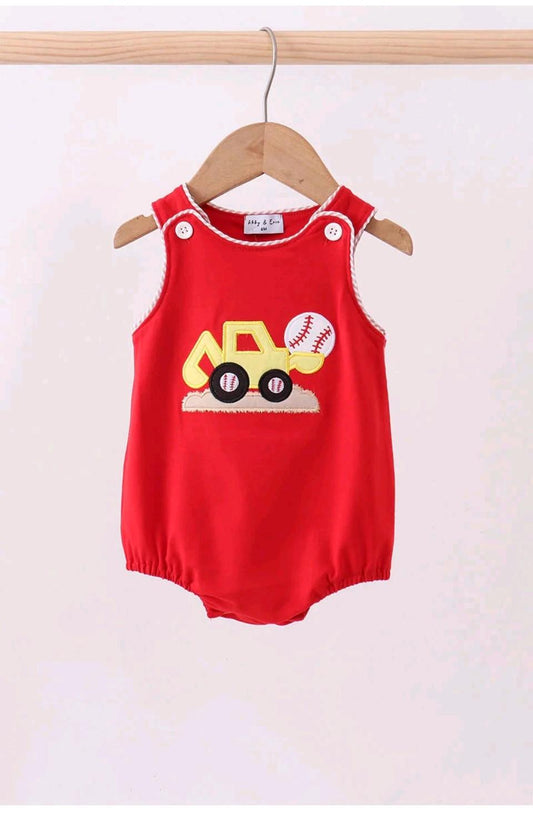 Red Baseball Applique Bubble